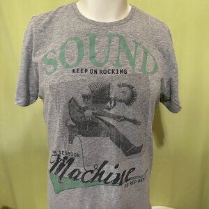 Jam Session Machine QS Red Denim Men's Gray T Shirt Large